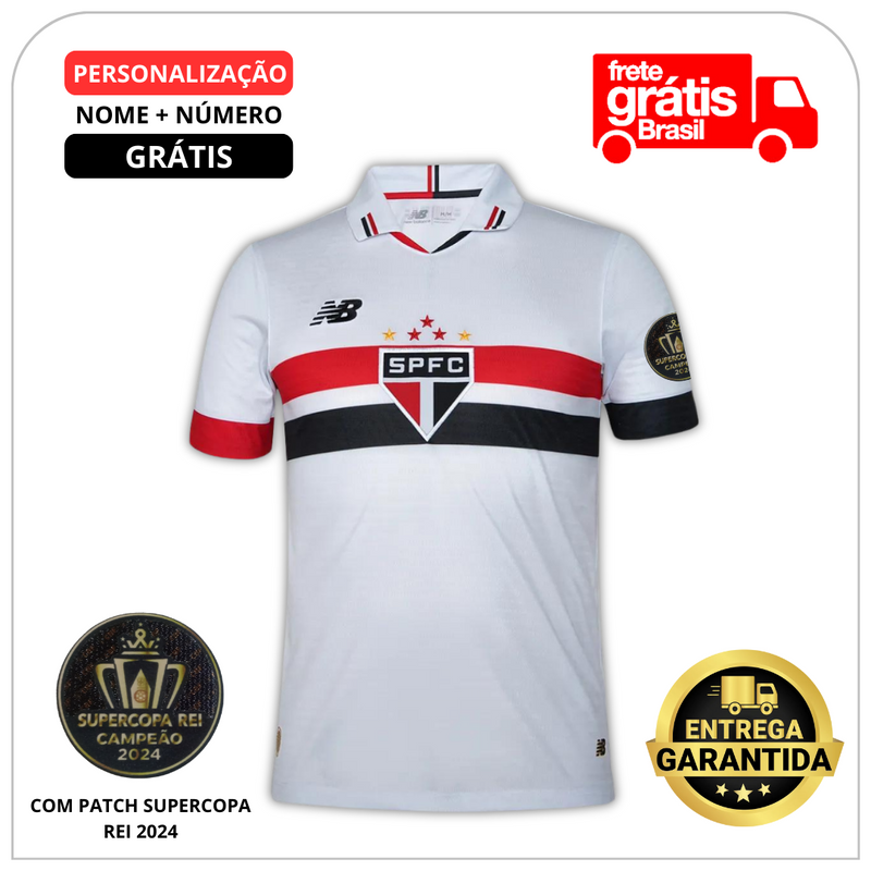 Camisa do São Paulo 24/25 com Personalização + Patch Supercopa Rei 2024 Grátis