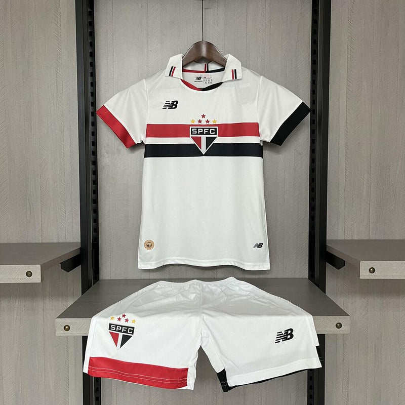 Conjunto São Paulo Infantojuvenil 24/25 (Calção + Camisa) + Personalização e Chaveiro Grátis