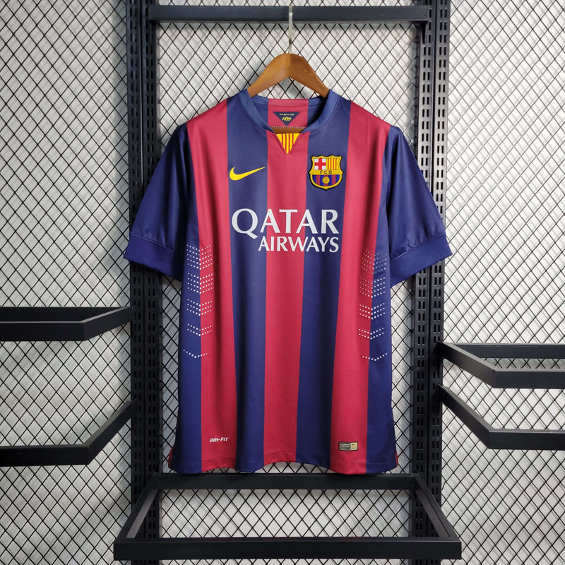 Camisa Barcelona Home 14/15 Retrô - Azul e Vermelha