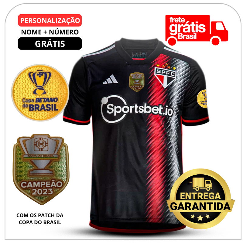 Camisa São Paulo Terceiro Uniforme 23/24 com Todos Patch da Copa do Brasil 2023 Grátis