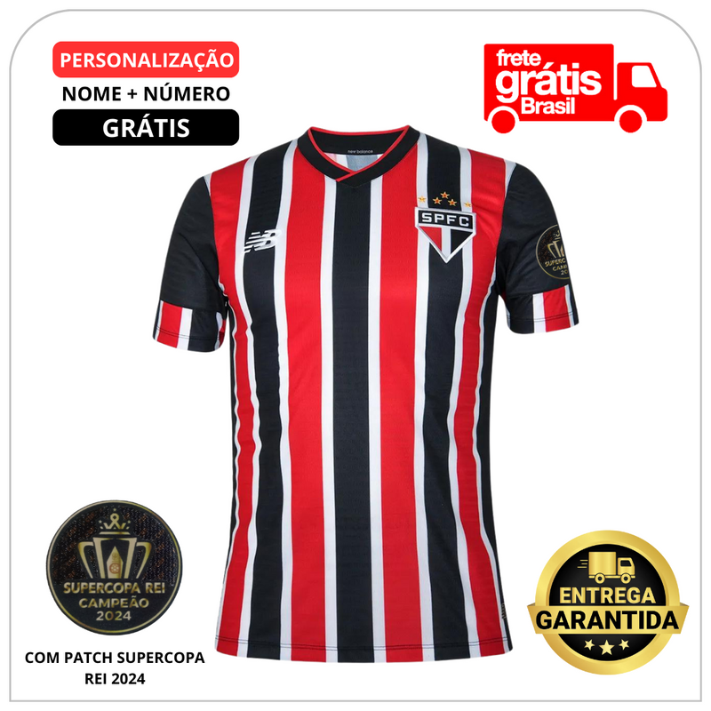 Camisa do São Paulo Tricolor 24/25 com Personalização Grátis + Patch de Campeão Supercopa Rei