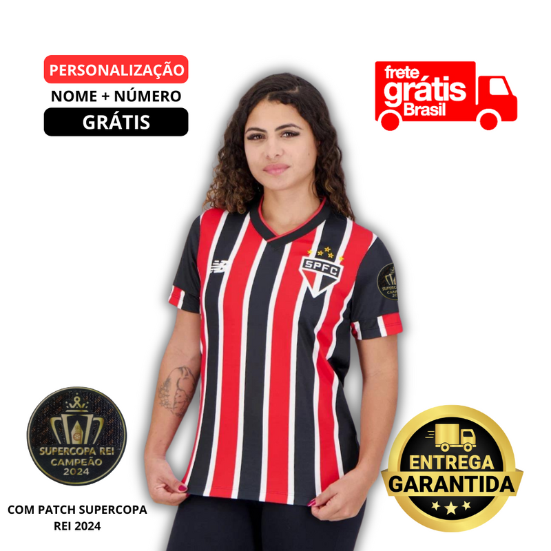 Camisa Tricolor Feminina 24/25 com Personalização Grátis + Patch de Campeão Supercopa Rei