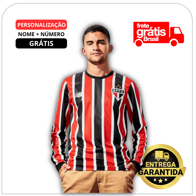 Camisa do São Paulo Manga Longa Tricolor 24/25 + Personalização Grátis