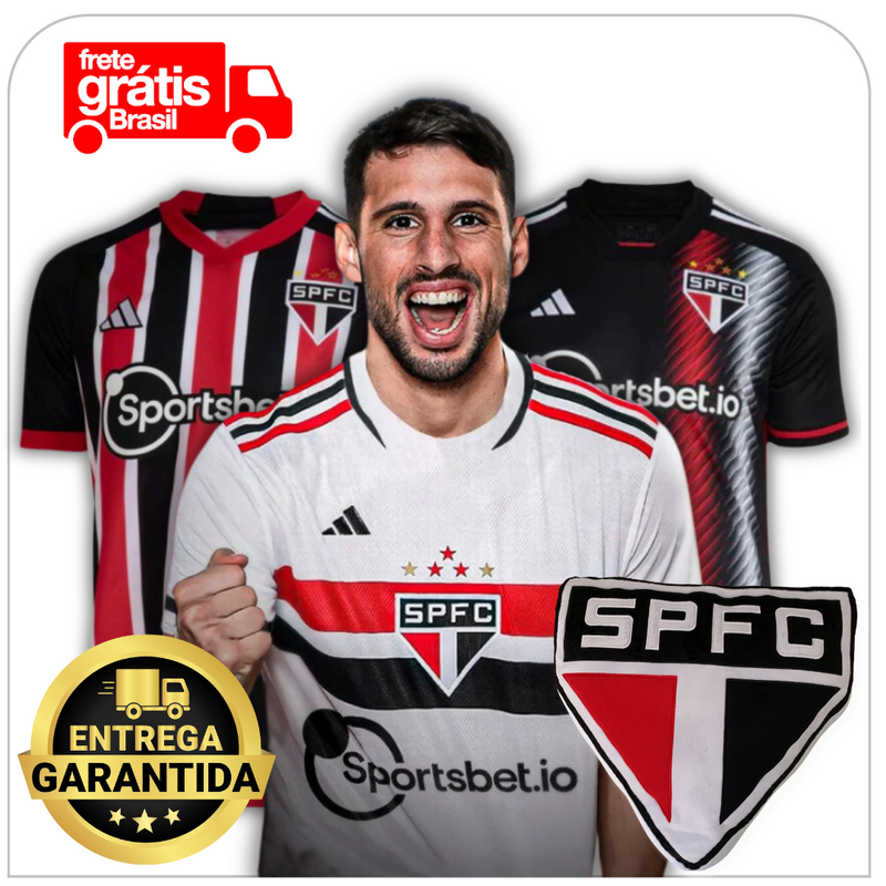 Kit com 3 Camisas São Paulo 23/24 + 1 Almofada Oficial de Brinde 🎁