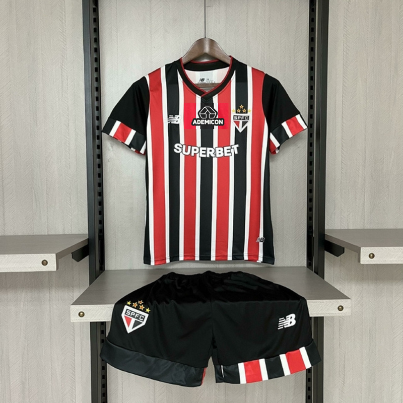 Conjunto São Paulo Infantil Tricolor 24/25 (Calção + Camisa) + Personalização Grátis