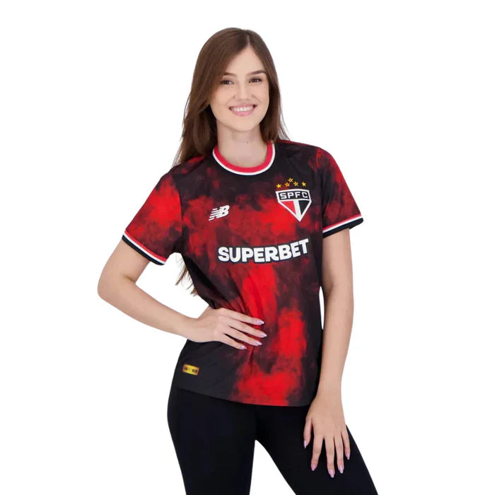 Camisa do São Paulo Feminina Baby Look 24/25 com Personalização Grátis