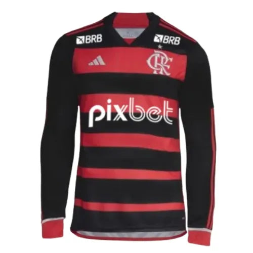 Camisa Flamengo Home 24/25 Manga Longa  - Preta e Vermelha